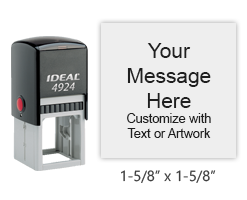 Customization this 1-5/8" x 1-5/8" square stamp with text or your artwork in your choice of 11 vibrant ink colors. Ships in 1-2 business days.