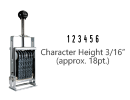 This JustRite Direct Action Self-Inker 2-6 has a character height of 3/16" & includes 6 bands w/ two band options. 5 ink color options or dry pad.