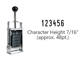 This JustRite Direct Action Self-Inker 4-6 has a character height of 7/16" & includes 6 bands w/ six band options. 5 ink color options or dry pad.