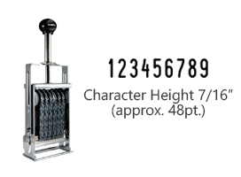 This JustRite Direct Action Self-Inker 4-9 has a character height of 7/16" & includes 9 bands w/ six band options. 5 ink color options or dry pad.