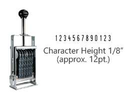 This JustRite Direct Action Self-Inker 0-13 has a character height of 1/8" & includes 13 bands w/ two band options. 5 ink color options or dry pad.