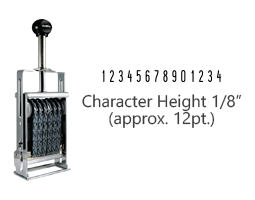 This JustRite Direct Action Self-Inker 0-14 has a character height of 1/8" & includes 14 bands w/ two band options. 5 ink color options or dry pad.