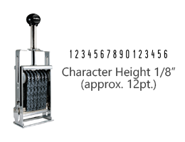 This JustRite Direct Action Self-Inker 0-16 has a character height of 1/8" & includes 16 bands w/ two band options. 5 ink color options or dry pad.