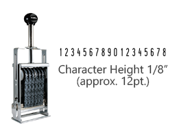 This JustRite Direct Action Self-Inker 0-18 has a character height of 1/8" & includes 18 bands w/ two band options. 5 ink color options or dry pad.