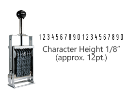 This JustRite Direct Action Self-Inker 0-20 has a character height of 1/8" & includes 20 bands w/ two band options. 5 ink color options or dry pad.