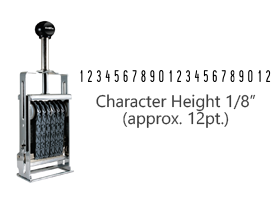 This JustRite Direct Action Self-Inker 0-22 has a character height of 1/8" & includes 22 bands w/ two band options. 5 ink color options or dry pad.