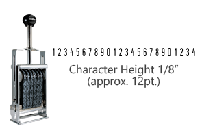 This JustRite Direct Action Self-Inker 0-24 has a character height of 1/8" & includes 24 bands w/ two band options. 5 ink color options or dry pad.