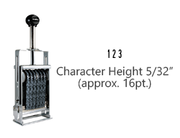 This JustRite Direct Action Self-Inker 1-3 has a character height of 5/32" & includes 3 bands w/ two band options. 5 ink color options or dry pad.