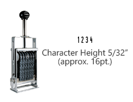 This JustRite Direct Action Self-Inker 1-4 has a character height of 5/32" & includes 4 bands w/ two band options. 5 ink color options or dry pad.