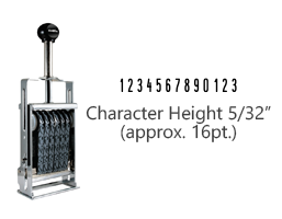 This JustRite Direct Action Self-Inker 1-13 has a character height of 5/32" & includes 13 bands w/ two band options. 5 ink color options or dry pad.