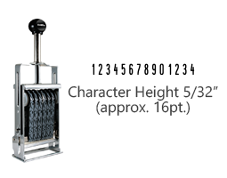 This JustRite Direct Action Self-Inker 1-14 has a character height of 5/32" & includes 14 bands w/ two band options. 5 ink color options or dry pad.