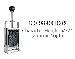 This JustRite Direct Action Self-Inker 1-15 has a character height of 5/32" & includes 15 bands w/ two band options. 5 ink color options or dry pad.