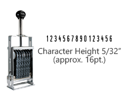 This JustRite Direct Action Self-Inker 1-16 has a character height of 5/32" & includes 16 bands w/ two band options. 5 ink color options or dry pad.