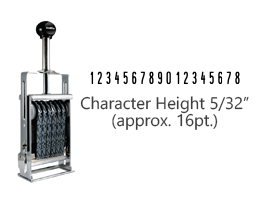 This JustRite Direct Action Self-Inker 1-18 has a character height of 5/32" & includes 18 bands w/ two band options. 5 ink color options or dry pad.