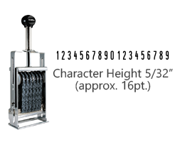 This JustRite Direct Action Self-Inker 1-19 has a character height of 5/32" & includes 19 bands w/ two band options. 5 ink color options or dry pad.