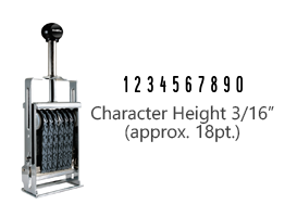 This JustRite Direct Action Self-Inker 2-10 has a character height of 3/16" & includes 10 bands w/ two band options. 5 ink color options or dry pad.