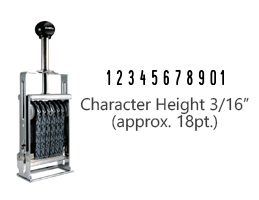 This JustRite Direct Action Self-Inker 2-11 has a character height of 3/16" & includes 11 bands w/ two band options. 5 ink color options or dry pad.