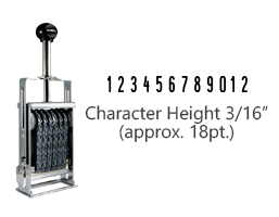 This JustRite Direct Action Self-Inker 2-12 has a character height of 3/16" & includes 12 bands w/ two band options. 5 ink color options or dry pad.