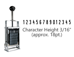 This JustRite Direct Action Self-Inker 2-15 has a character height of 3/16" & includes 15 bands w/ two band options. 5 ink color options or dry pad.