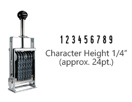 This JustRite Direct Action Self-Inker 2-1/2 - 9 has a character height of 1/4" & includes 9 bands w/ two band options. 5 ink color options or dry pad.