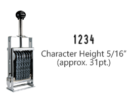 This JustRite Direct Action Self-Inker 3-4 has a character height of 5/16" & includes 4 bands w/ two band options. 5 ink color options or dry pad.