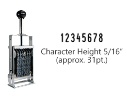 This JustRite Direct Action Self-Inker 3-8 has a character height of 5/16" & includes 8 bands w/ two band options. 5 ink color options or dry pad.