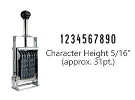 This JustRite Direct Action Self-Inker 3-10 has a character height of 5/16" & includes 10 bands w/ two band options. 5 ink color options or dry pad.