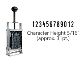 This JustRite Direct Action Self-Inker 3-12 has a character height of 5/16" & includes 12 bands w/ two band options. 5 ink color options or dry pad.