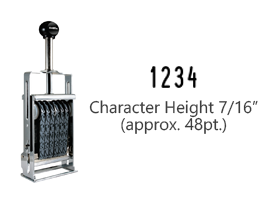 This JustRite Direct Action Self-Inker 4-4 has a character height of 7/16" & includes 4 bands w/ six band options. 5 ink color options or dry pad.