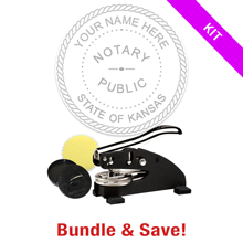 This notary deluxe kit for the state of Kansas meets state regulations & provides top quality embossed impressions. Also comes with seal inker & foil seals.