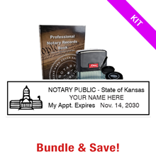 Kansas Notary Standard Kit includes rectangle stamp, record book & thumbprint pad. Upgrades are optional. Fast & free shipping over $100