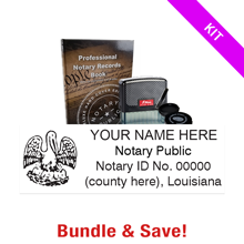 Louisiana Notary Standard Kit includes rectangle stamp, record book & thumbprint pad. Upgrades are optional. Fast & free shipping over $100