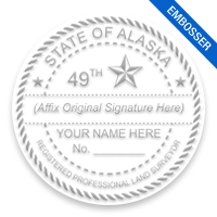 This professional land surveyor embosser for the state of Alaska adheres to state regulations and provides top quality impressions.