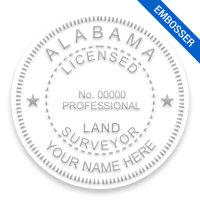 This professional land surveyor embosser for the state of Alabama adheres to state regulations and provides top quality impressions.