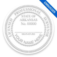 This professional land surveyor embosser for the state of Arkansas adheres to state regulations and provides top quality impressions.