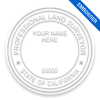 This professional land surveyor embosser for the state of California adheres to state regulations and provides top quality impressions.