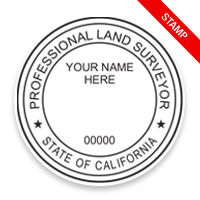 This professional land surveyor stamp for the state of California adheres to state regulations and provides top quality impressions. Orders over $75 ship free.