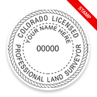 This professional land surveyor stamp for the state of Colorado adheres to state regulations and provides top quality impressions. Orders over $75 ship free.