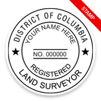 This professional land surveyor stamp for the state of District of Columbia adheres to state regulations and provides top quality impressions.