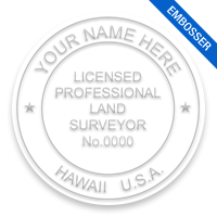 This professional land surveyor embosser for the state of Hawaii adheres to state regulations and provides top quality impressions.