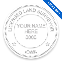 This professional land surveyor embosser for the state of Iowa adheres to state regulations and provides top quality impressions.