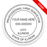 This professional land surveyor stamp for the state of Illinois adheres to state regulations and provides top quality impressions. Orders over $75 ship free.