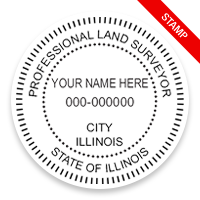 This professional land surveyor stamp for the state of Illinois adheres to state regulations and provides top quality impressions. Orders over $100 ship free.