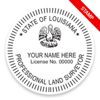 This professional land surveyor stamp for the state of Louisiana adheres to state regulations and provides top quality impressions. Orders over $75 ship free.