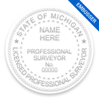 This professional land surveyor embosser for the state of Michigan adheres to state regulations and provides top quality impressions.