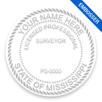 This professional land surveyor embosser for the state of Mississippi adheres to state regulations and provides top quality impressions.