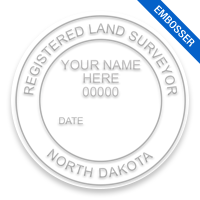 This professional land surveyor embosser for the state of North Dakota adheres to state regulations and provides top quality impressions.
