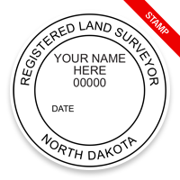 This professional land surveyor stamp for the state of North Dakota adheres to state regulations and provides top quality impressions. Orders ship free over $75.