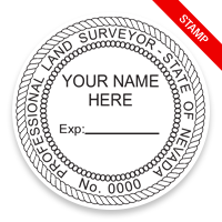 This professional land surveyor stamp for the state of Nevada adheres to state regulations and provides top quality impressions. Orders ship free over $75.