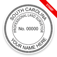 This professional land surveyor stamp for the state of South Carolina adheres to state regulations and provides top quality impressions.